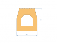 Perfil de Silicona P2851FQ - formato tipo Trapecio - forma irregular