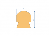 Perfil de Silicona P2851H - formato tipo D - forma irregular