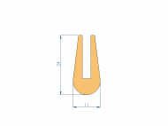 Perfil de Silicona P2851HZ - formato tipo U - forma irregular