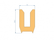 Perfil de Silicona P2851IA - formato tipo U - forma irregular