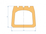 Perfil de Silicona P2851IO - formato tipo D - forma irregular