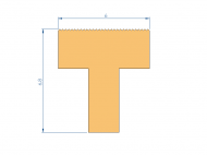 Perfil de Silicona P2851JX - formato tipo T - forma irregular