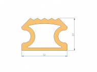 Perfil de Silicona P2851KG - formato tipo D - forma irregular