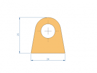 Perfil de Silicona P2851N - formato tipo D - forma irregular