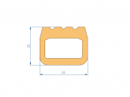 Perfil de Silicona P2851NI - formato tipo D - forma irregular