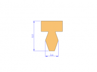 Perfil de Silicona P3222B - formato tipo T - forma irregular