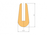 Perfil de Silicona P334 - formato tipo U - forma irregular