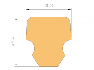 Perfil de Silicona P334A - formato tipo T - forma irregular