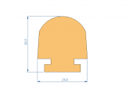 Perfil de Silicona P335 - formato tipo T - forma irregular