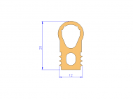 Perfil de Silicona P3480B - formato tipo Doble Agujero - forma irregular