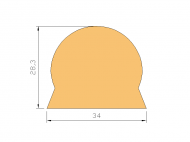 Perfil de Silicona P359 - formato tipo D - forma irregular