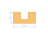 Perfil de Silicona P397JA - formato tipo U - forma irregular