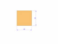 Perfil de Silicona P403535 - formato tipo Cuadrado - forma regular