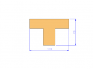 Perfil de Silicona P40965CU - formato tipo T - forma irregular