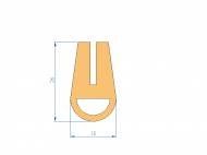 Perfil de Silicona P40965JN - formato tipo U - forma irregular