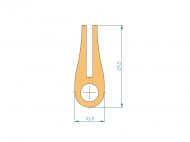 Perfil de Silicona P40965JW - formato tipo U - forma irregular