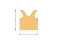 Perfil de Silicona P419I - formato tipo Cuernos - forma irregular