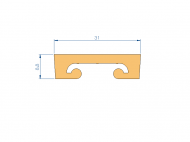 Perfil de Silicona P4493D - formato tipo U - forma irregular