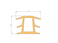 Perfil de Silicona P48788G - formato tipo Doble Agujero - forma irregular