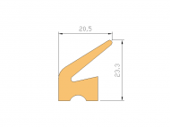 Perfil de Silicona P497C5 - formato tipo Labiado - forma irregular