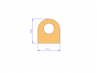 Perfil de Silicona P500-153 - formato tipo D - forma irregular
