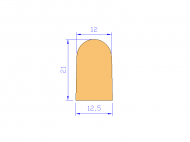 Perfil de Silicona P542 - formato tipo D - forma irregular