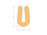 Perfil de Silicona P572A - formato tipo U - forma irregular