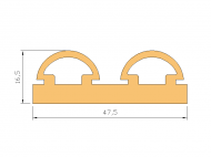 Perfil de Silicona P590A - formato tipo Forma anteojos - forma irregular