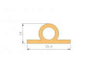 Perfil de Silicona P591A - formato tipo Perfil de Silicona plano con Burbuja - forma irregular