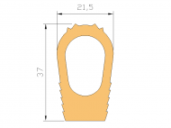Perfil de Silicona P600E - formato tipo D - forma irregular