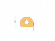 Perfil de Silicona P62239B - formato tipo D - forma irregular