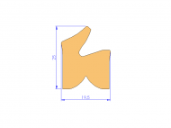 Perfil de Silicona P6225C - formato tipo Labiado - forma irregular