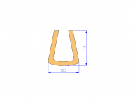 Perfil de Silicona P638B - formato tipo U - forma irregular