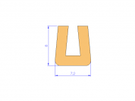 Perfil de Silicona P64G - formato tipo U - forma irregular