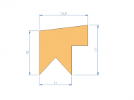 Perfil de Silicona P696DJ - formato tipo Labiado - forma irregular