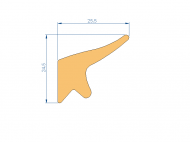 Perfil de Silicona P696FK - formato tipo Labiado - forma irregular