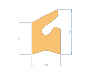 Perfil de Silicona P752222D - formato tipo Labiado - forma irregular