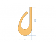 Perfil de Silicona P778Y - formato tipo U - forma irregular