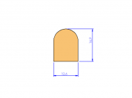 Perfil de Silicona P842E - formato tipo D - forma irregular