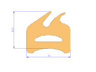 Perfil de Silicona P850 - formato tipo Cuernos - forma irregular