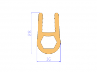 Perfil de Silicona P886C - formato tipo U - forma irregular