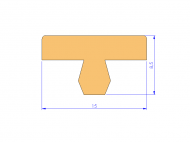 Perfil de Silicona P90313Q - formato tipo T - forma irregular