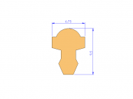 Perfil de Silicona P90313R - formato tipo T - forma irregular
