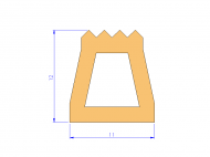 Perfil de Silicona P91565I - formato tipo Trapecio - forma irregular