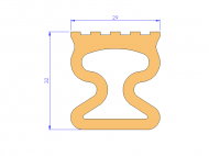 Perfil de Silicona P91565J - formato tipo Trapecio - forma irregular