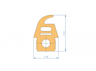 Perfil de Silicona P91565PH - formato tipo Doble Agujero - forma irregular