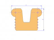 Perfil de Silicona P91565R - formato tipo U - forma irregular