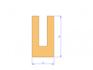 Perfil de Silicona P91565V - formato tipo U - forma irregular