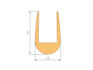 Perfil de Silicona P91864 - formato tipo U - forma irregular