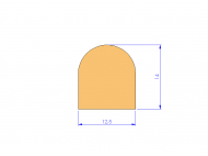 Perfil de Silicona P91946 - formato tipo D - forma irregular